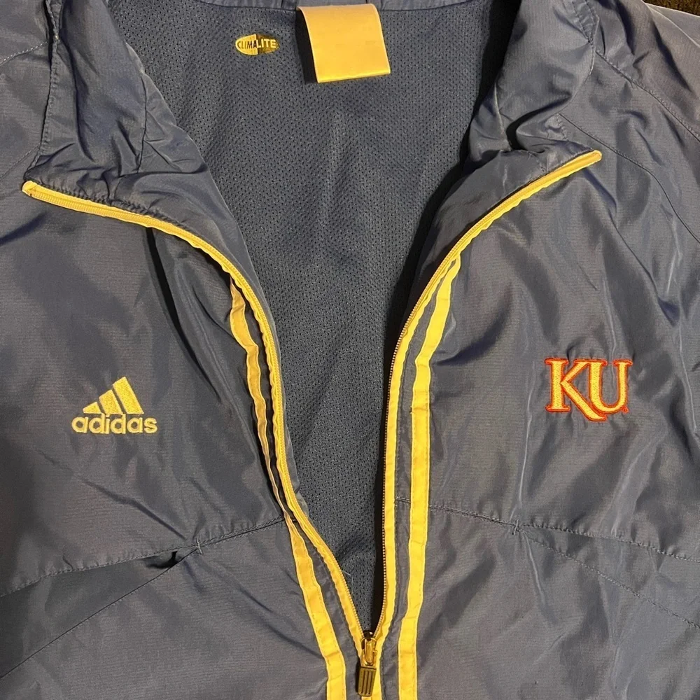 Adidas Kansas University Men’s Nylon Zip Up Jacket/ Last pic shows color best